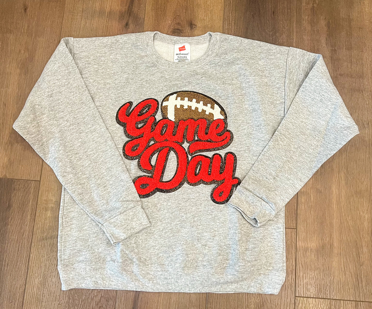 Game Day Football Chenille Patch Sweatshirt - Gray