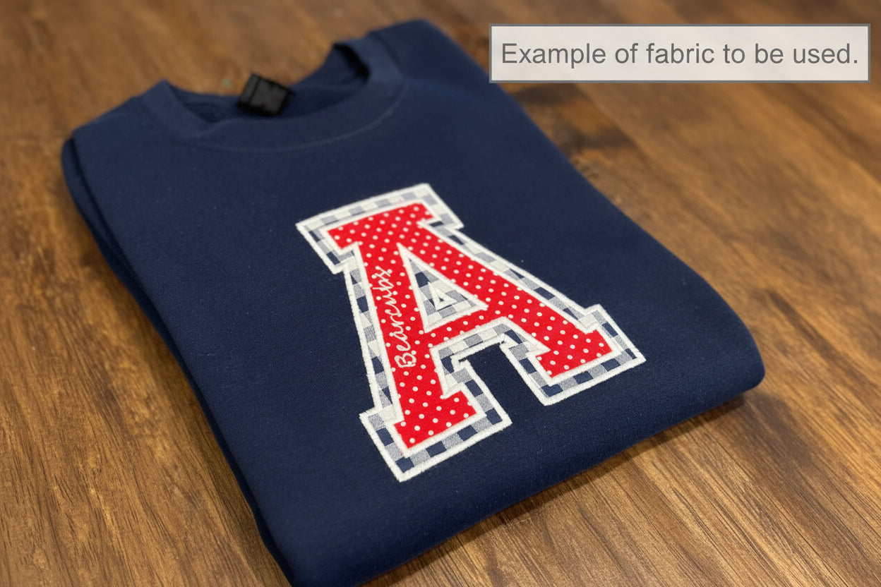 Stars Plaid and Polka Dots - Double Appliqué Varsity Letter Crewneck