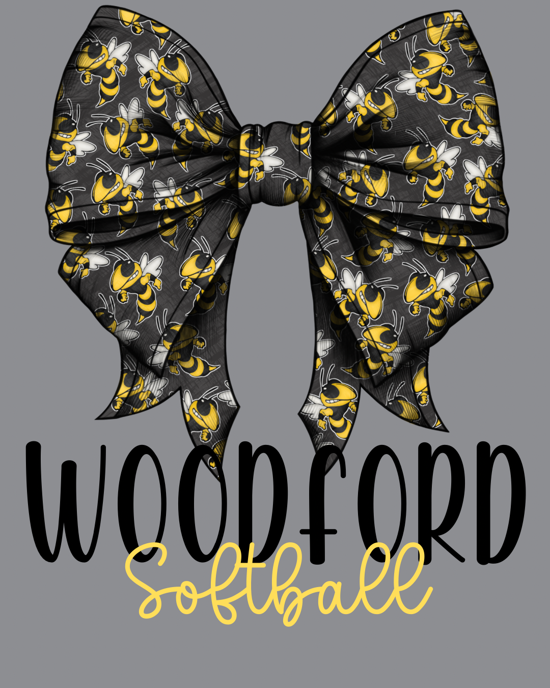 Spring 2025 Yellow Jackets Bow - Gray Long Sleeve Tee