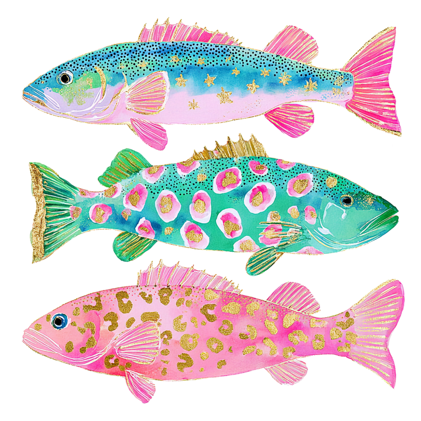 Preppy Fish Stack - DTF Print