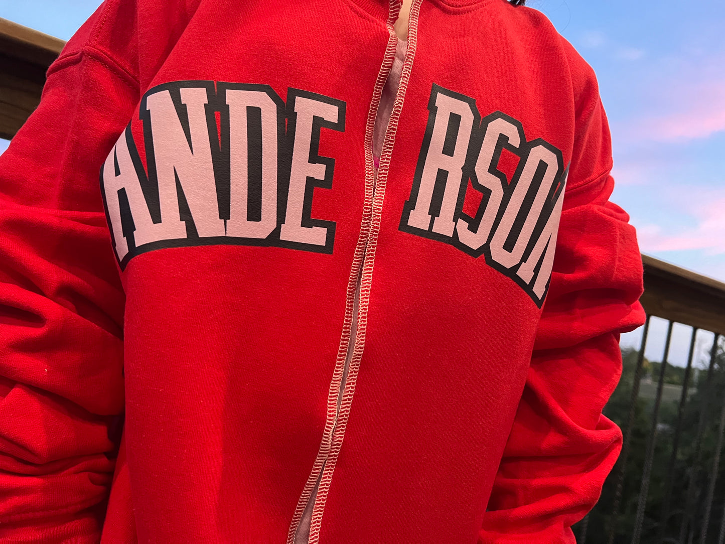 Anderson Red Varsity Sweatshirt Cardigan