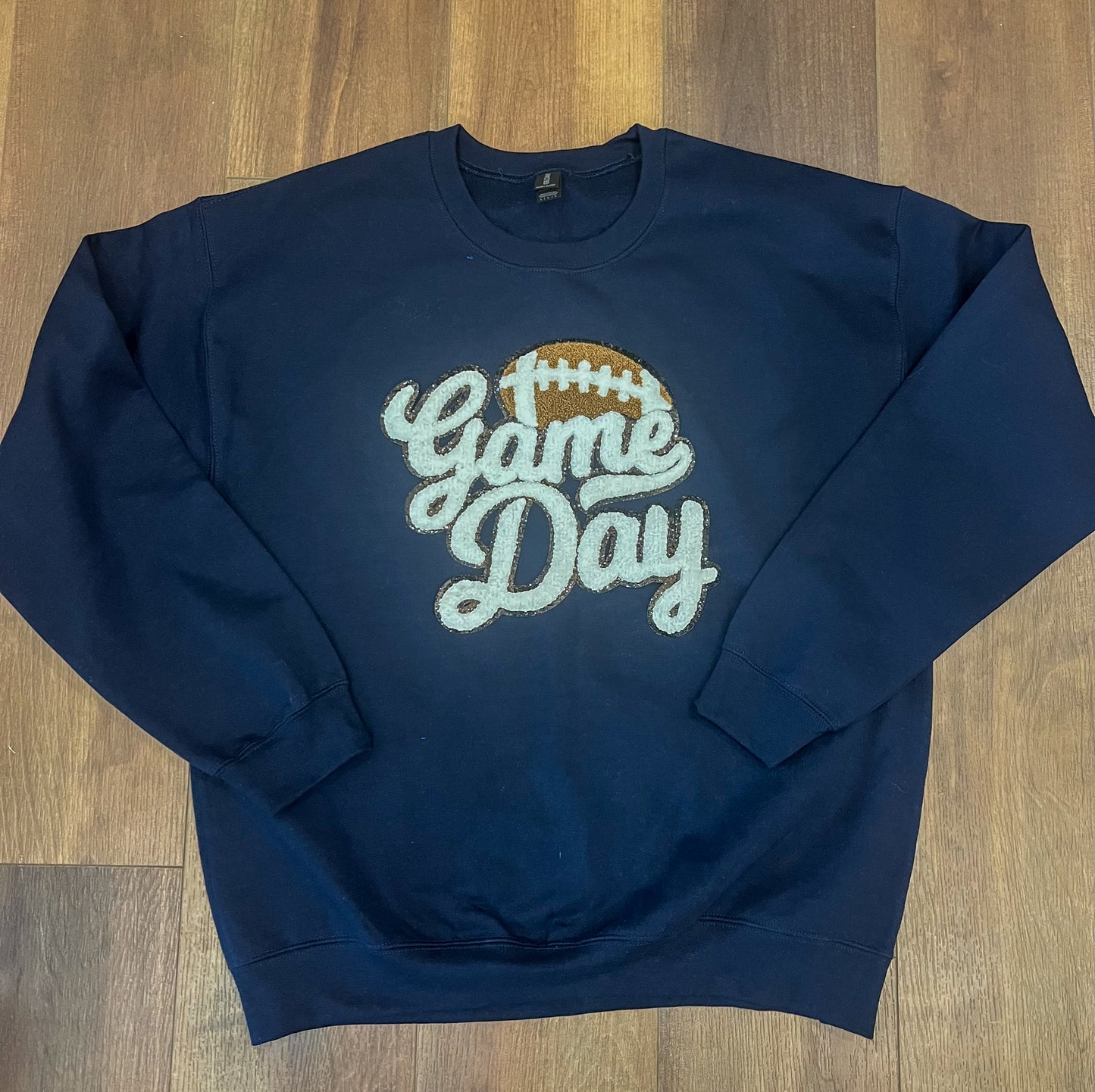 Game Day Football Chenille Patch Sweatshirt - Navy