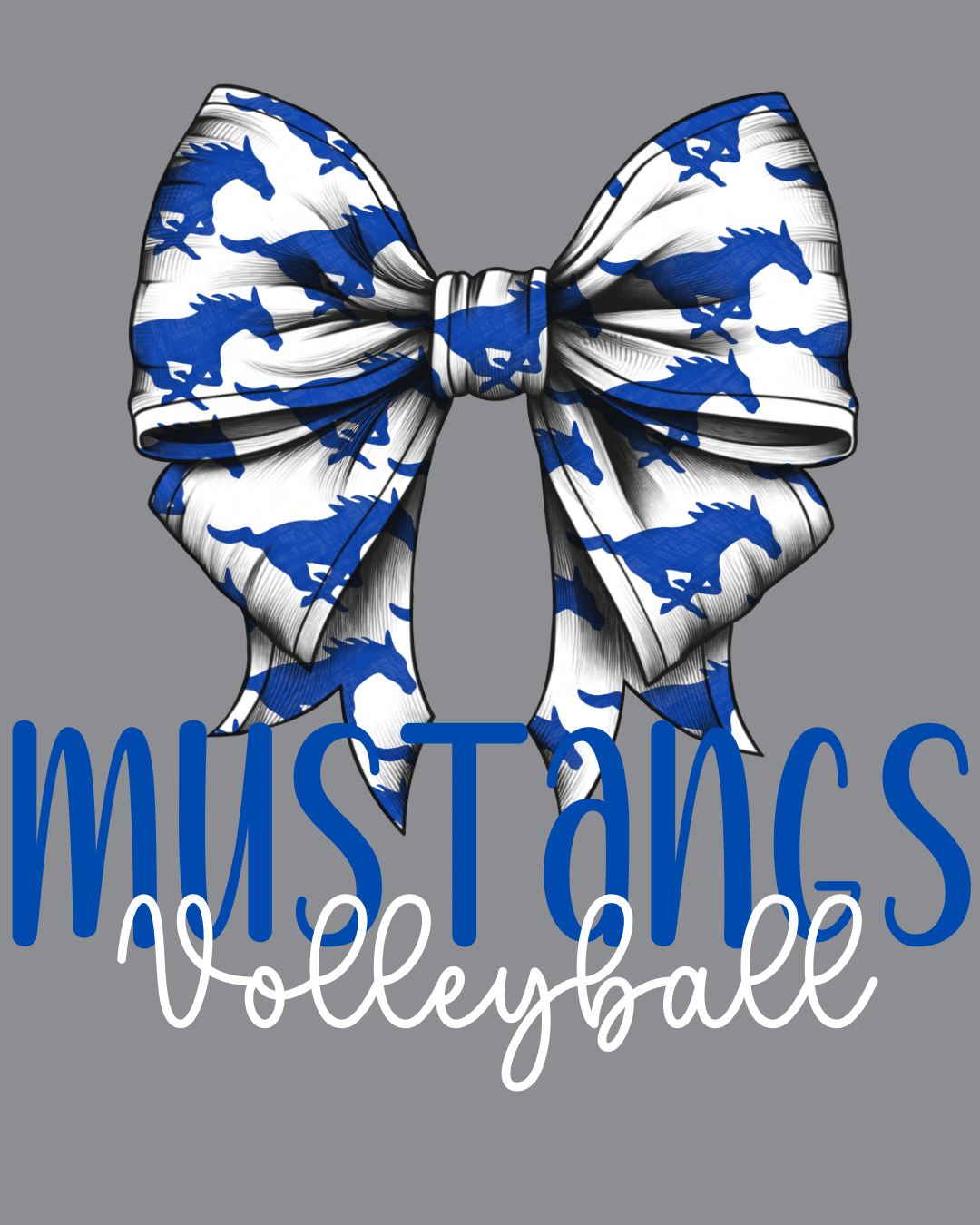 Spring 2025 Mustangs Bow - Gray Crewneck Sweatshirt