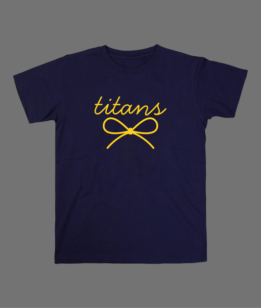 New Titans Simple Bow Tee - White & Yellow Design