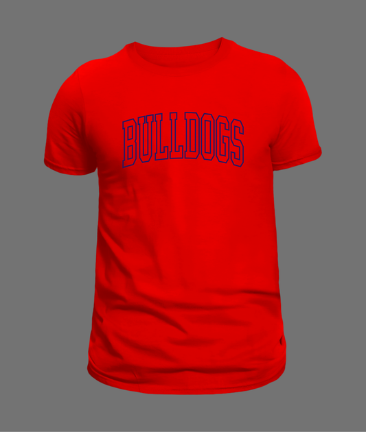 New Bulldogs Hollow Letter Tee - Blue Design
