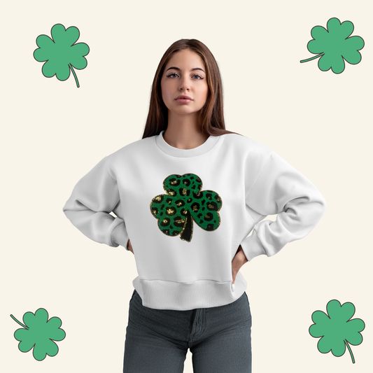 Leopard Shamrock Chenille Patch