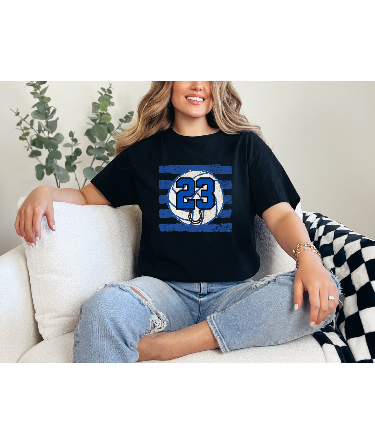 Volleyball Custom Number Tee - Royal Blue