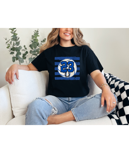 Volleyball Custom Number Tee - Royal Blue