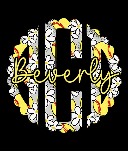Softball Scalloped Monogram - Comfort Colors