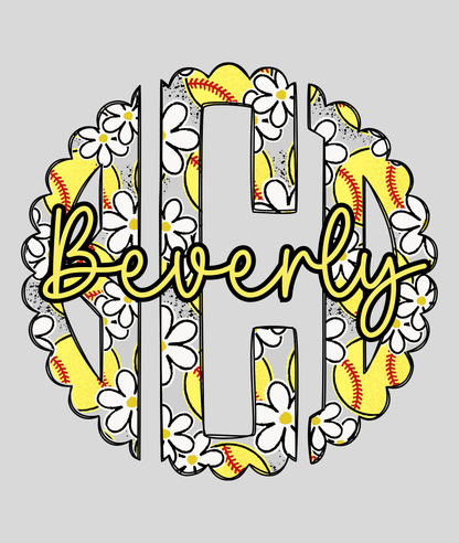 Softball Scalloped Monogram - Comfort Colors