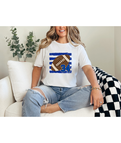 Football Custom Number Tee - Royal Blue