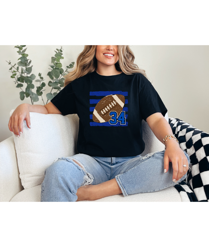 Football Custom Number Tee - Royal Blue