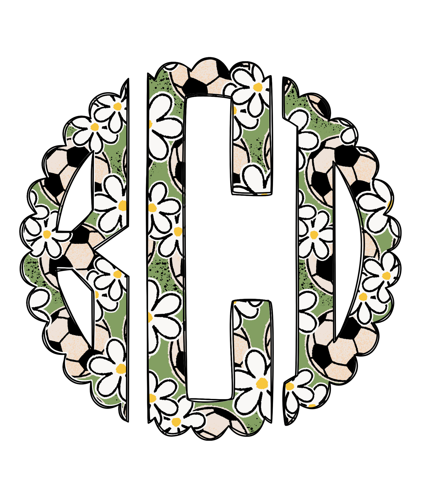 Soccer Scalloped Monogram - Gildan Softstyle