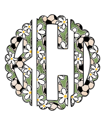 Soccer Scalloped Monogram - Gildan Softstyle