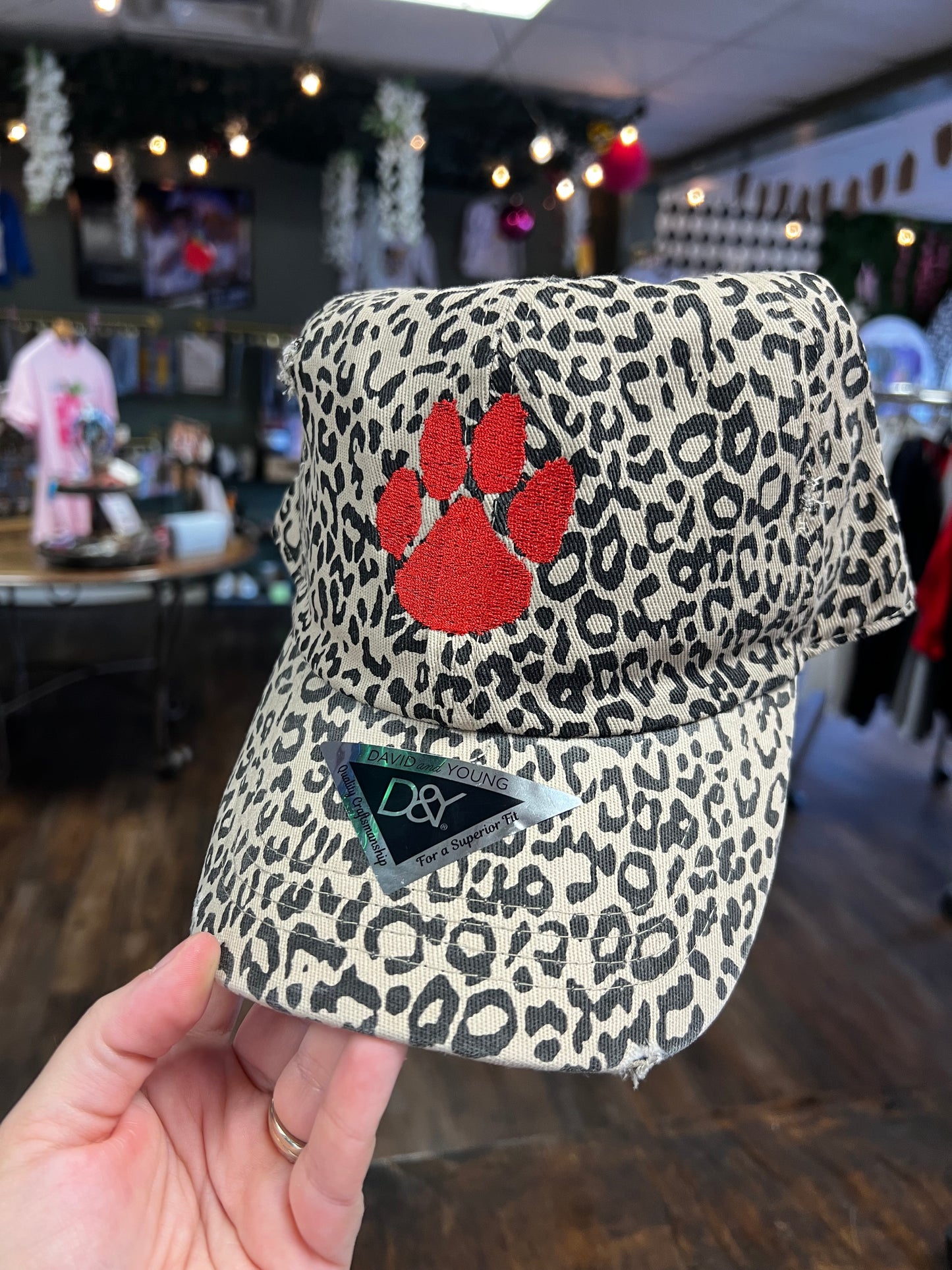 Leopard Paw Print Embroidered Hat