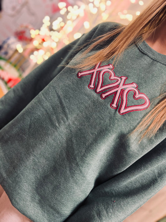 XOXO Puff Embroidered Crewneck