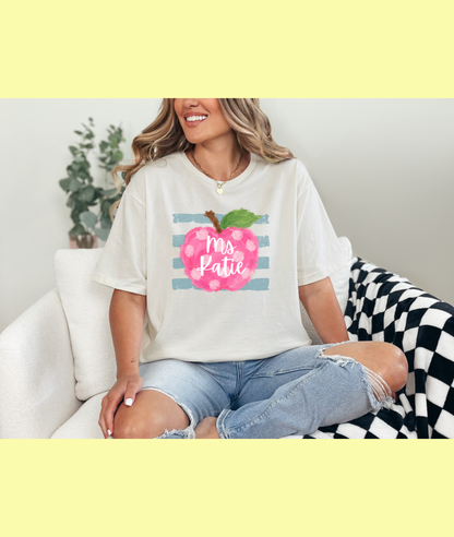 Striped Apple Tee - Personalized with Your Wording