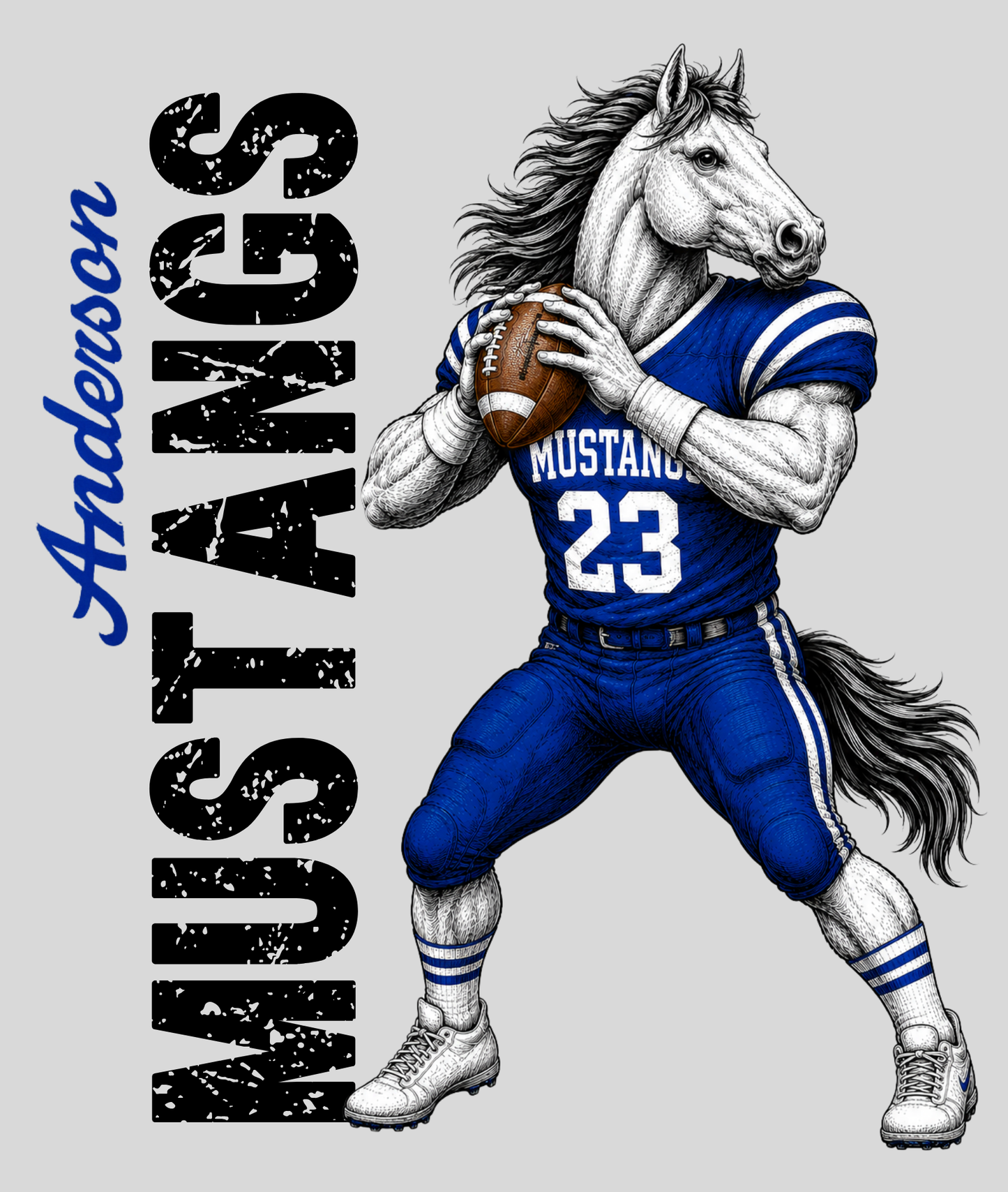 Boro & Co Vintage Mascot Tee - Mustang Football