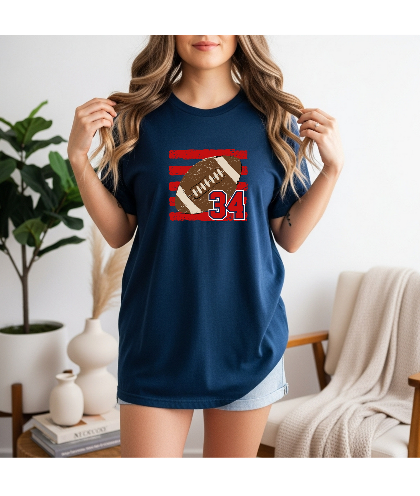 Football Custom Number Tee - Red