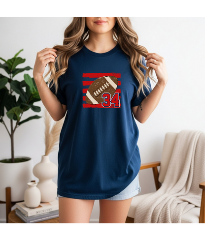Football Custom Number Tee - Red