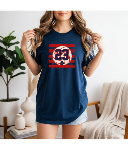 Volleyball Custom Number Tee - Red