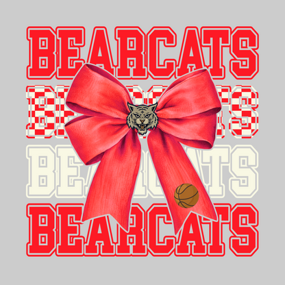 Bearcat Bow Mascot Tee - Adult Gray