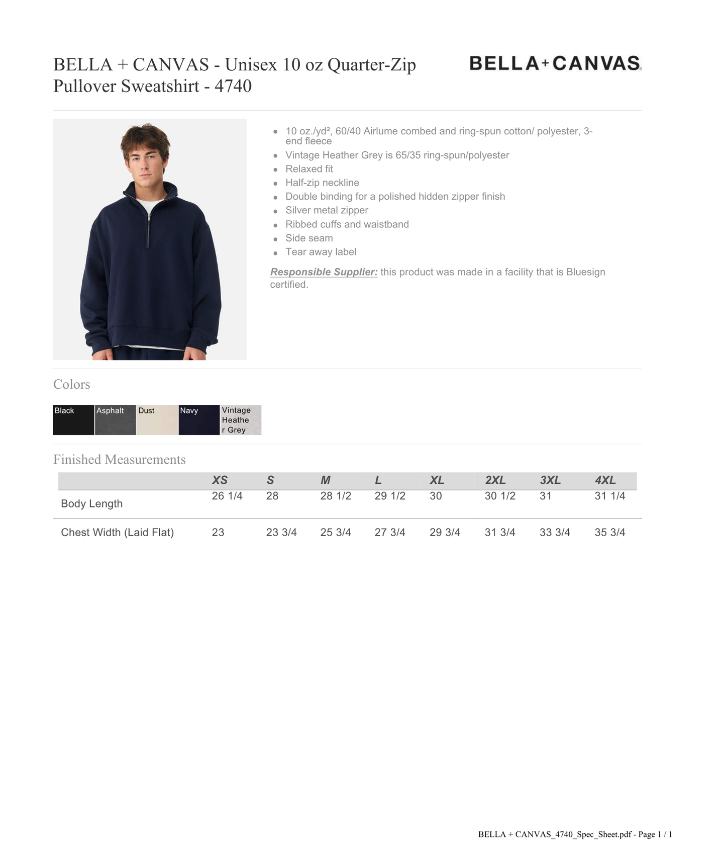 Bella Canvas 1/4 Zip Embroidered Sweatshirt
