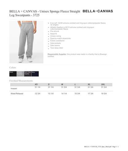Bella Canvas Open Leg Embroidered Sweatpants
