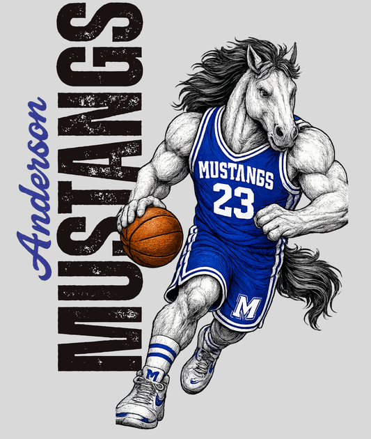 Boro & Co Vintage Mascot Tee - Mustang Basketball