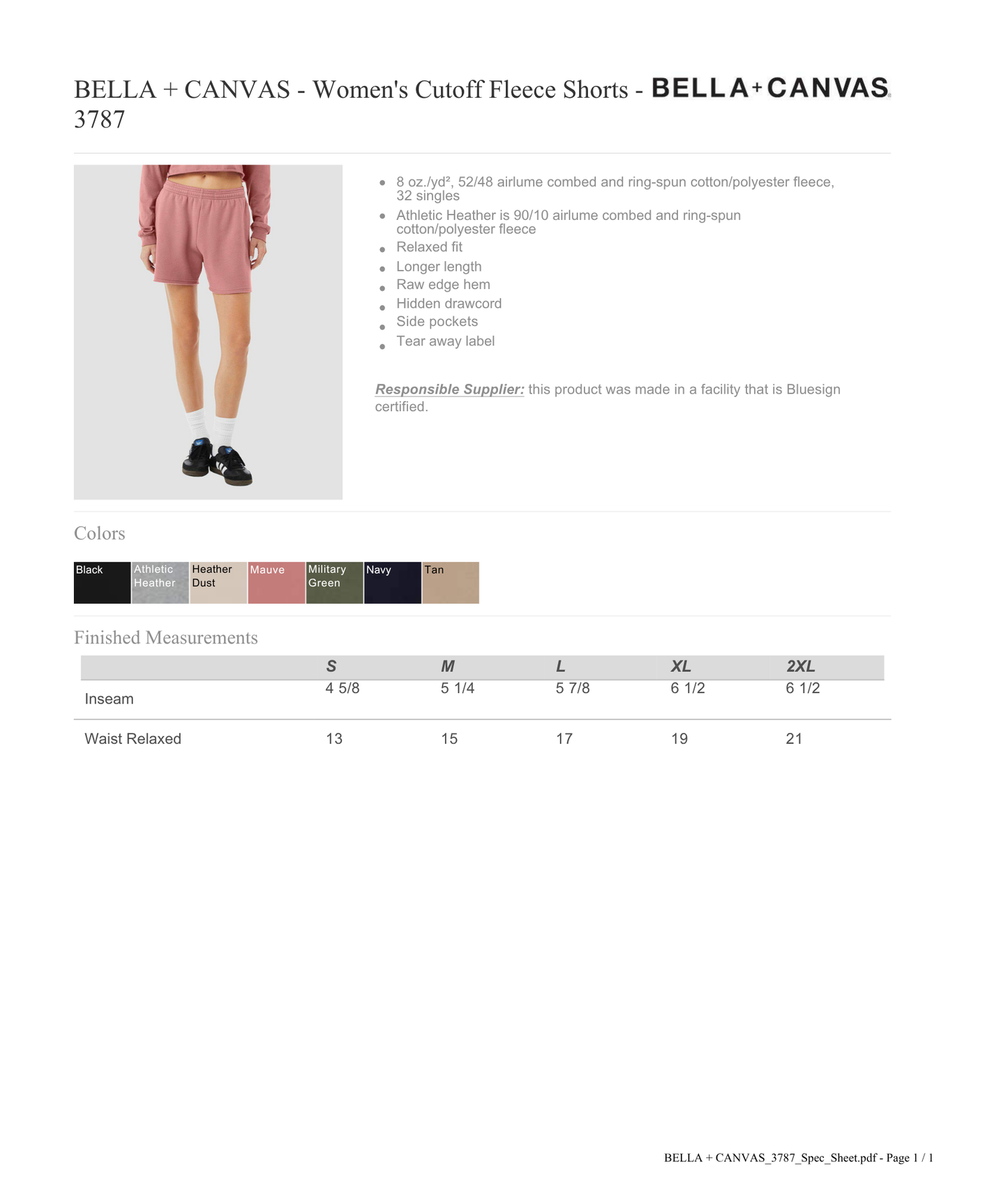 Bella Canvas Fleece Shorts