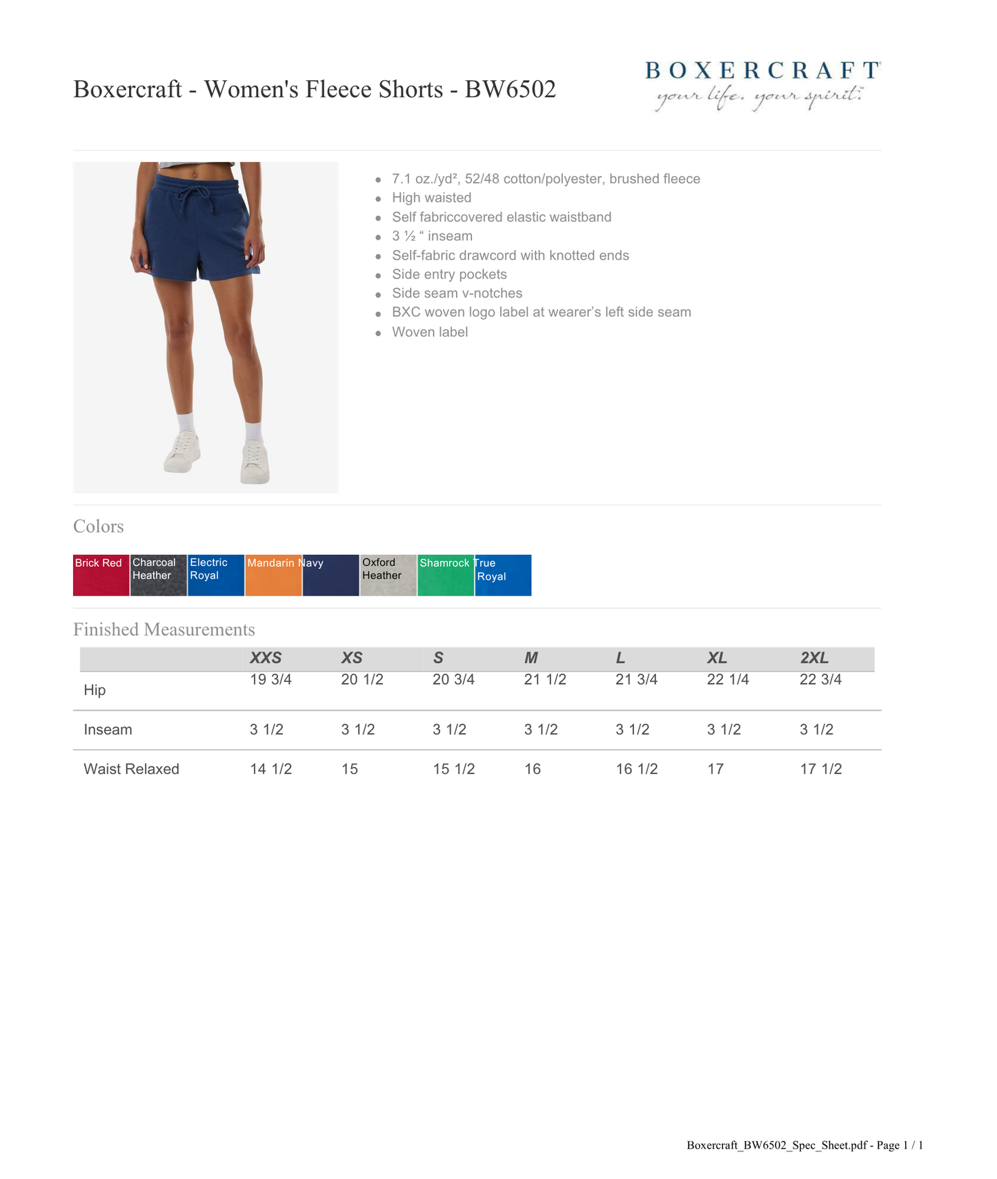 Boxercraft Women's Fit Fleece Shorts