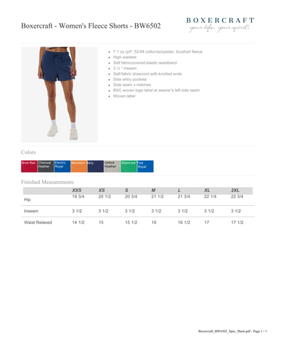 Boxercraft Women's Fit Fleece Shorts