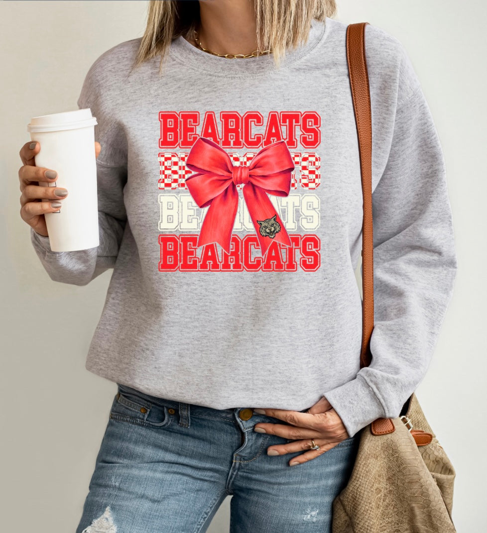 Bearcat Bow Mascot Tee - Adult Gray