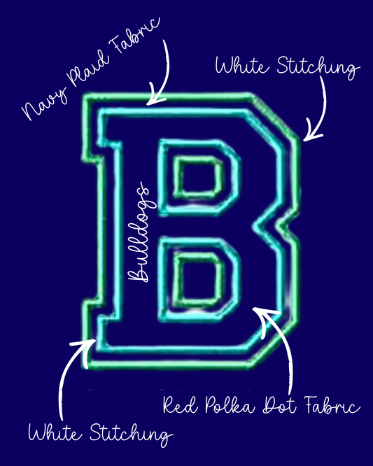 Bulldogs Plaid and Polka Dots - Double Appliqué Varsity Letter Crewneck