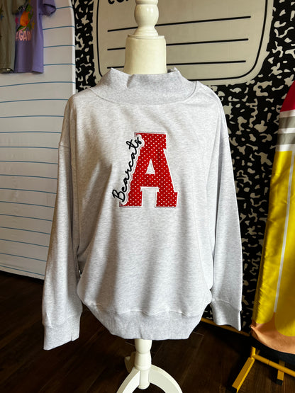 Anderson Bearcats Applique Mock Neck Sweater - Gray