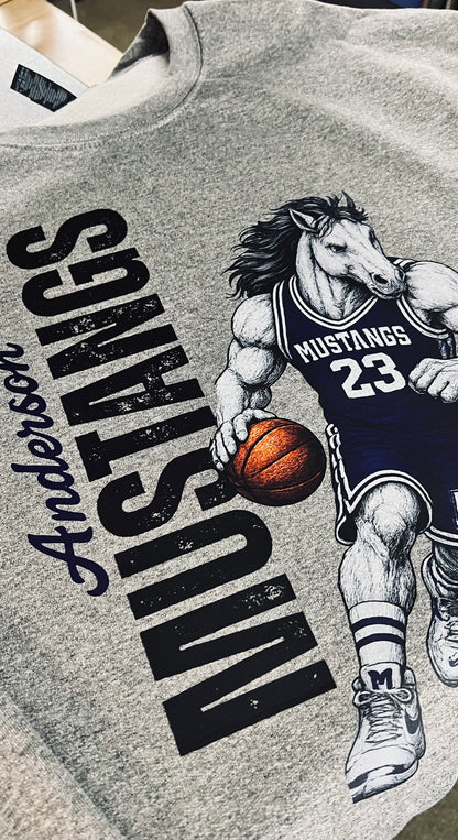 Boro & Co Vintage Mascot Tee - Mustang Basketball