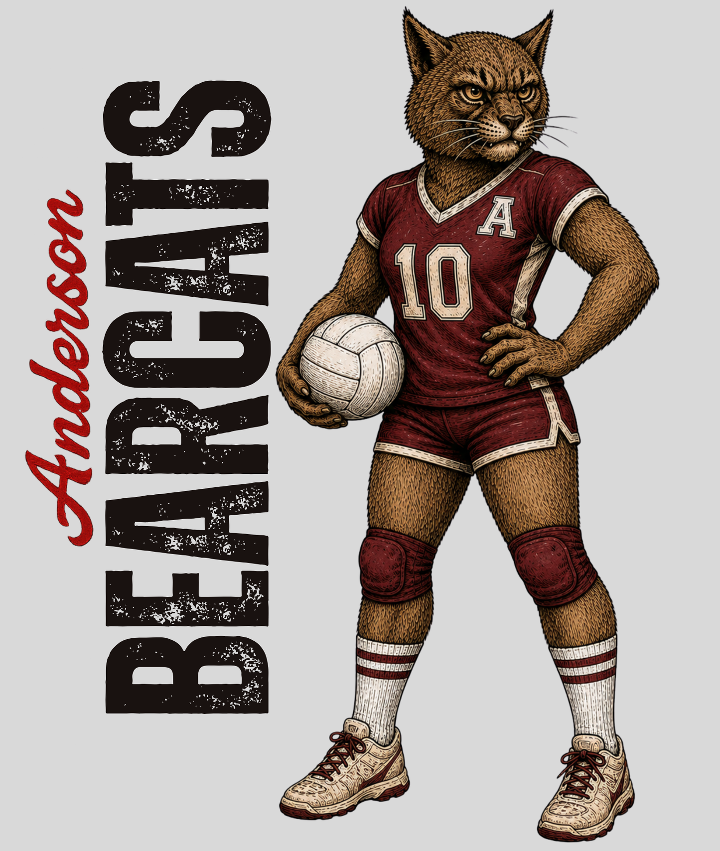 Boro & Co Vintage Mascot Tee - Bearcat Volleyball
