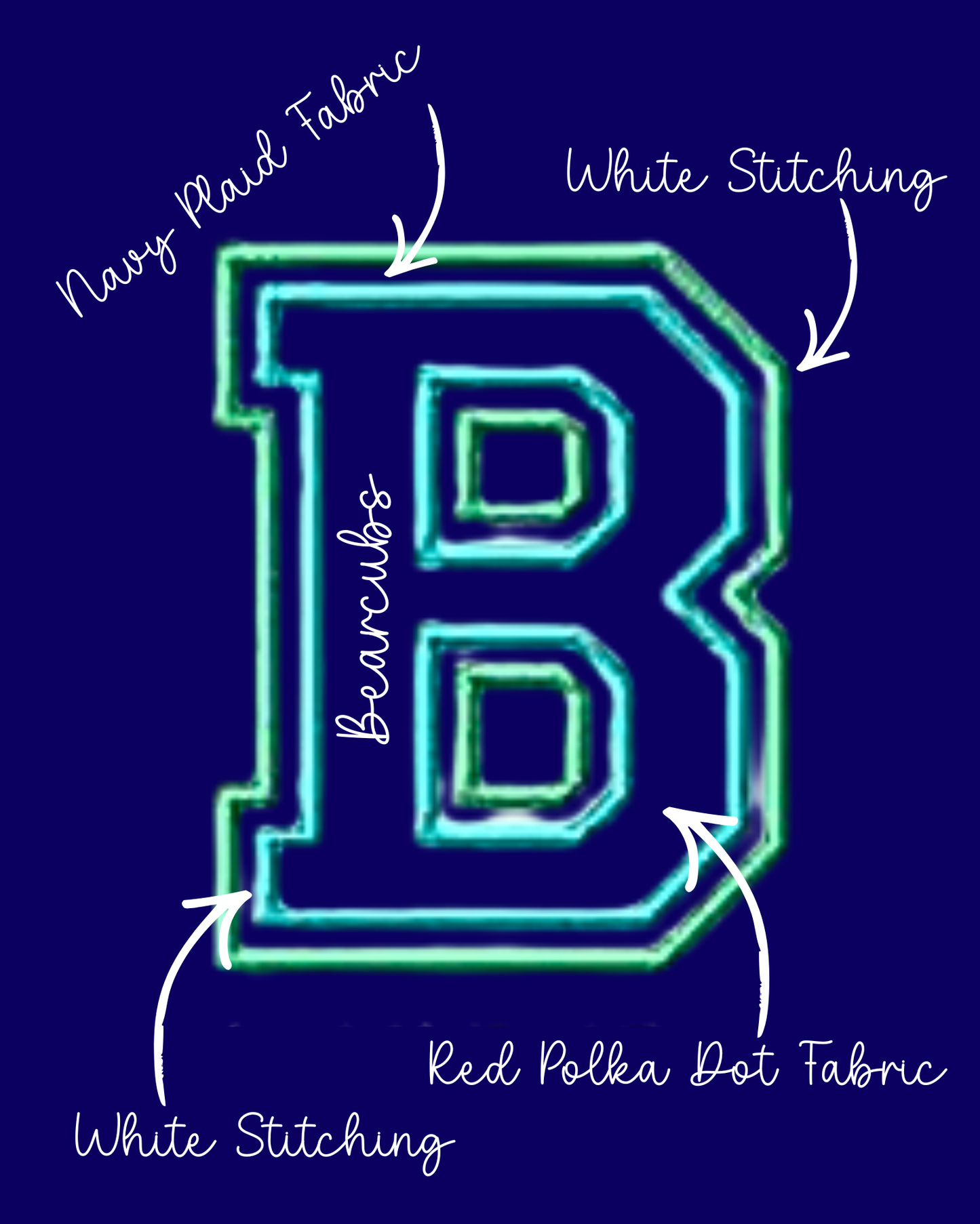 Bearcubs Plaid and Polka Dots - Double Appliqué Varsity Letter Crewneck