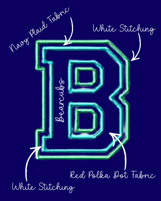 Bearcubs Plaid and Polka Dots - Double Appliqué Varsity Letter Crewneck