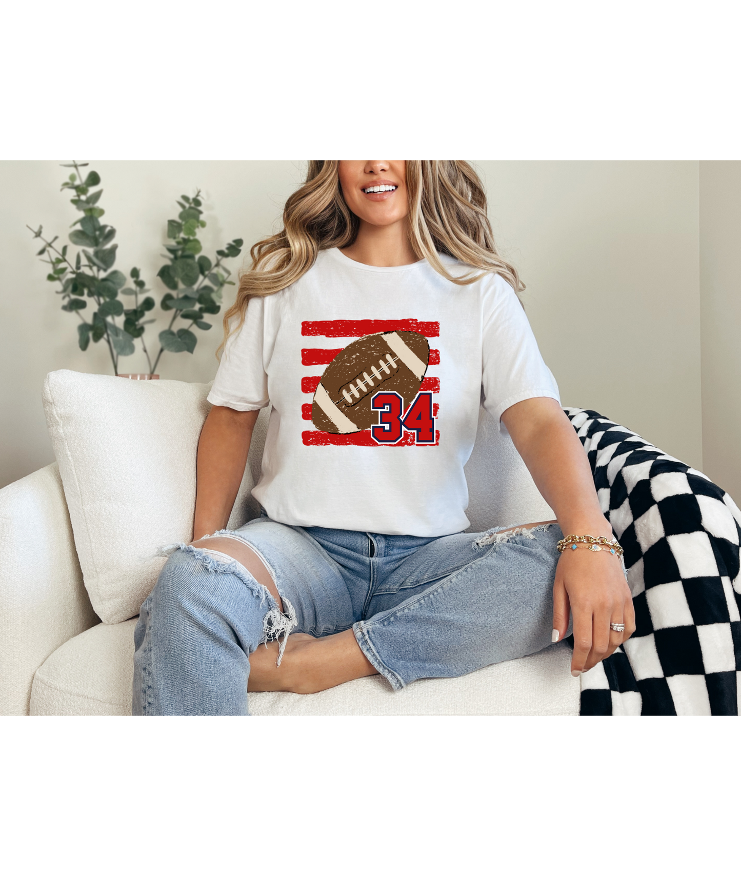 Football Custom Number Tee - Red