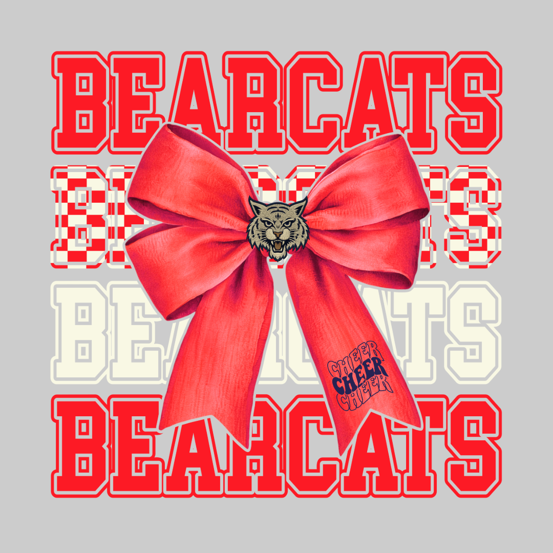 Bearcat Bow Mascot Tee - Adult Gray