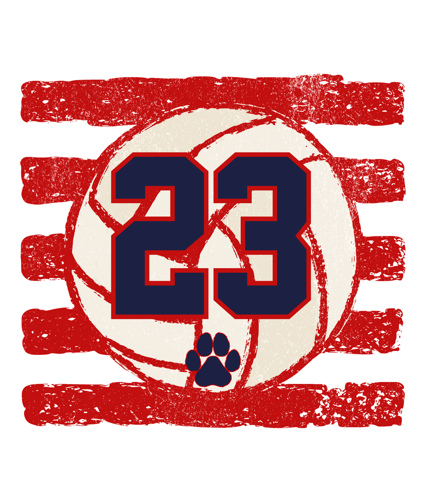Volleyball Custom Number Tee - Red