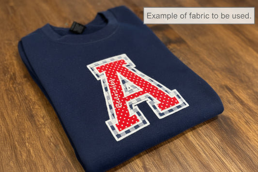 Anderson Bearcats Plaid & Polka Dots - Double Appliqué Varsity Letter Crewneck