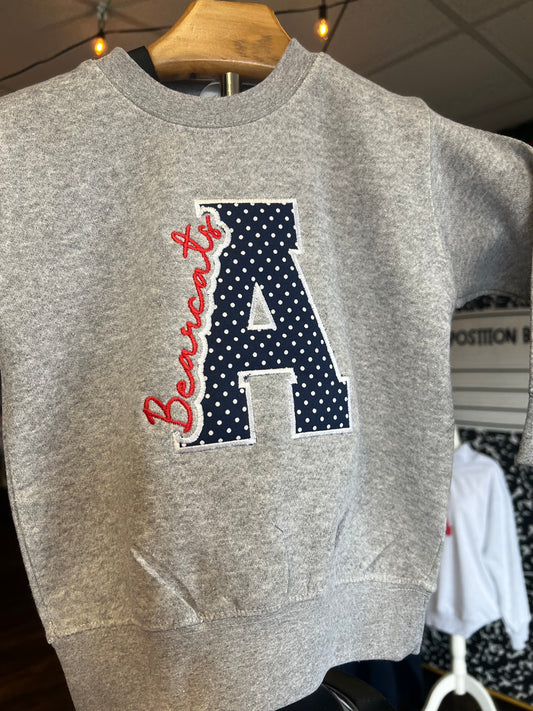 Anderson Bearcats Appliqué Sweatshirt - Heather Gray Gildan Crewneck