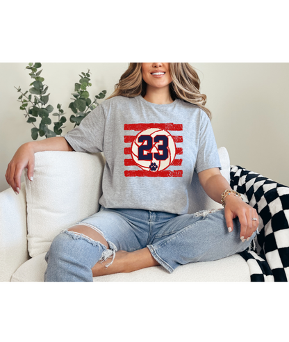 Volleyball Custom Number Tee - Red