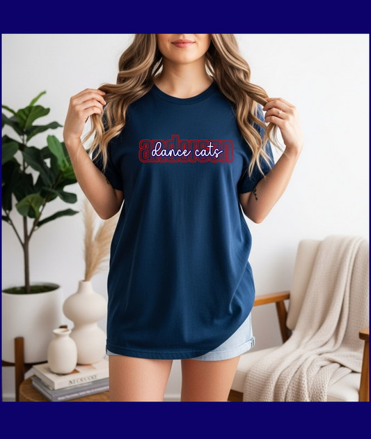 Dance Cats Stacked Navy Tee