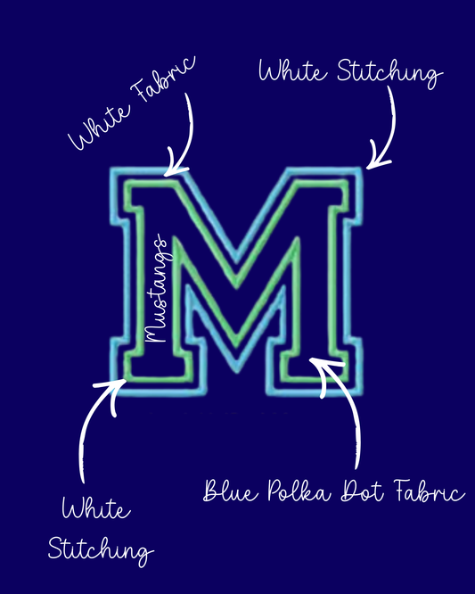 Mustangs Plaid and Polka Dots - Double Appliqué Varsity Letter Crewneck