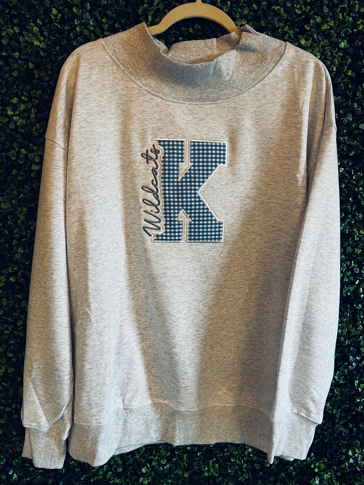 Wildcats Applique Mock Neck Sweater - Gray