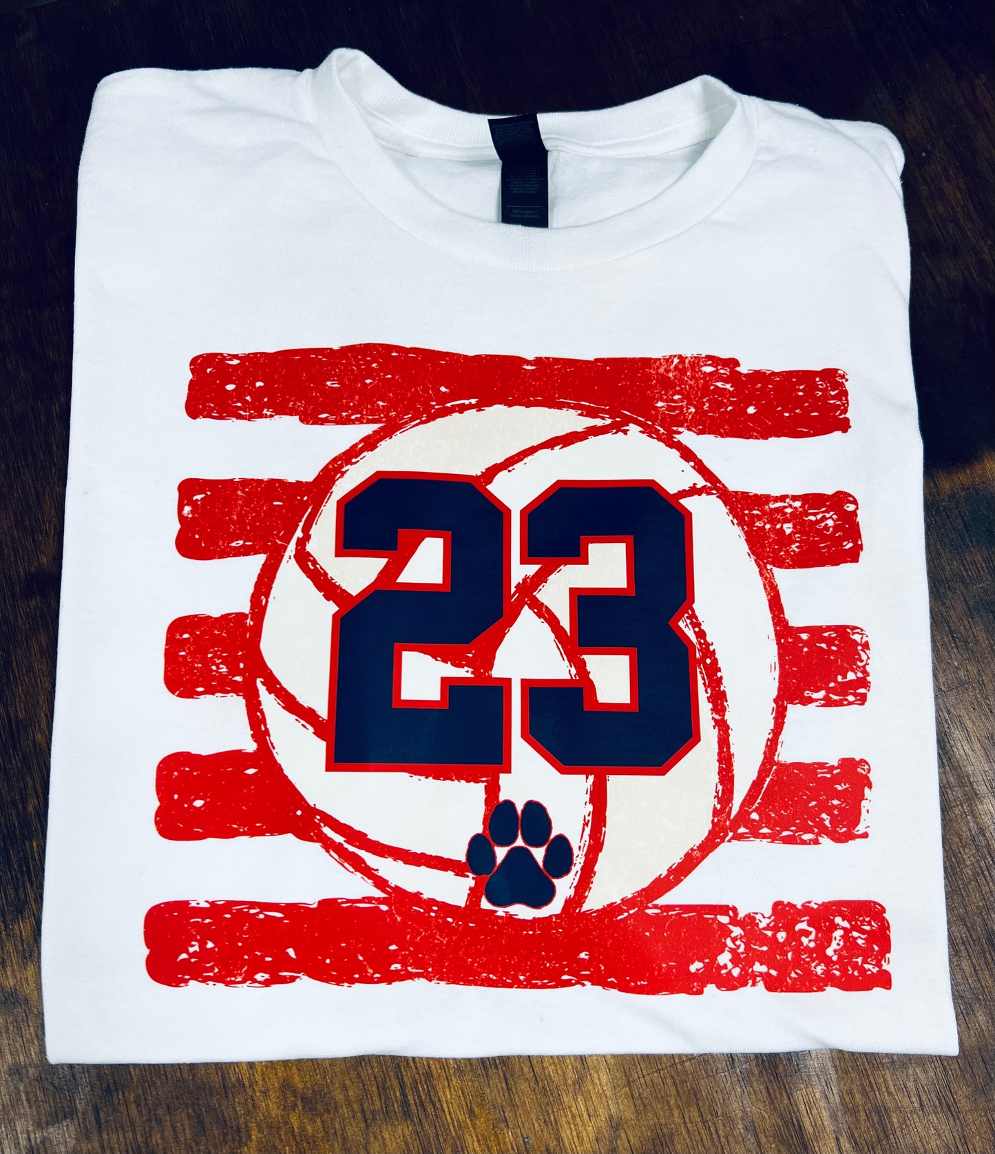 Volleyball Custom Number Tee - Red