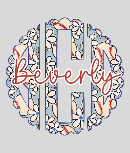 Baseball Scalloped Monogram - Comfort Colors